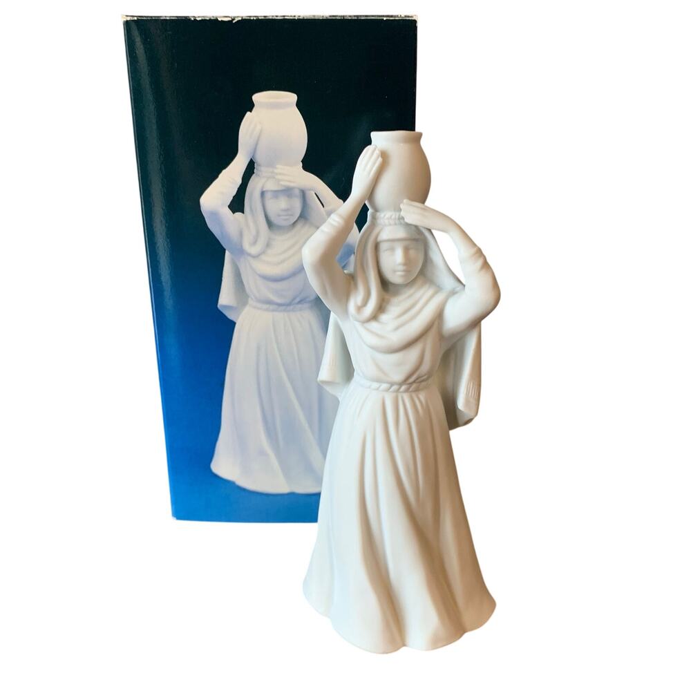 Avon Nativity Collectibles 1990 Woman Water Jar White Porcelain Jug Figurine